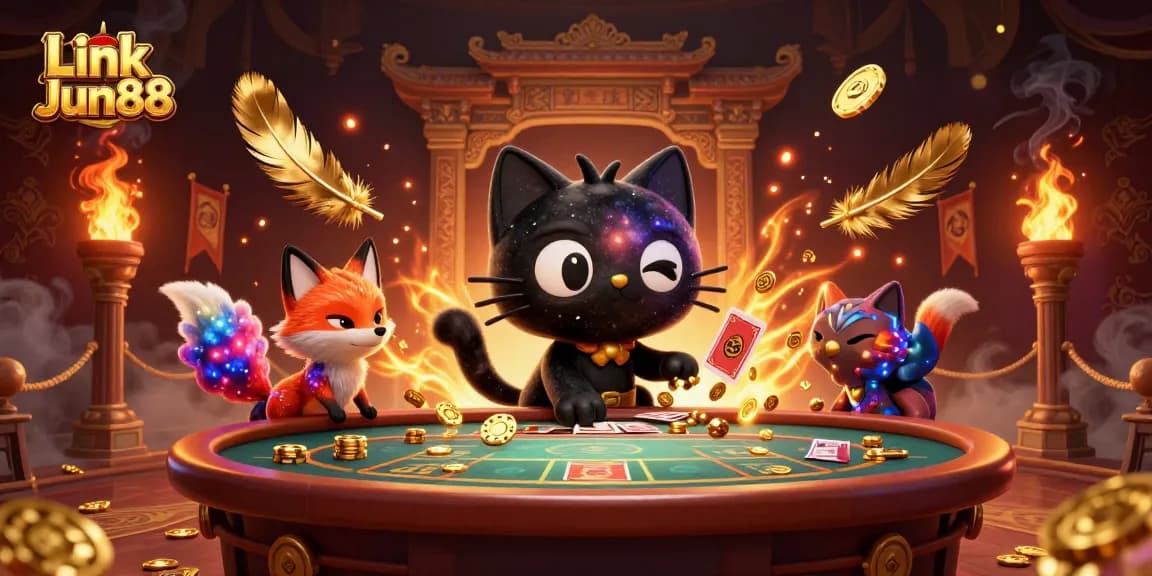 Engage with Link Jun88 for vibrant gaming adventures at a cosmic casino table.