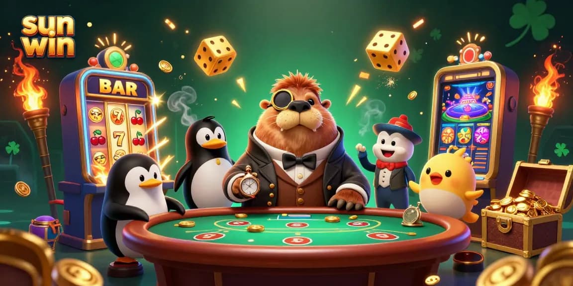 Engage in thrilling gameplay at sun win's underwater poker table featuring whimsical characters.