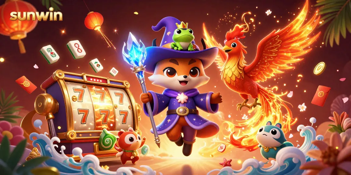 Experience exciting slot adventures at sunwin with a colorful wizard fox, phoenix, and rich gaming elements.