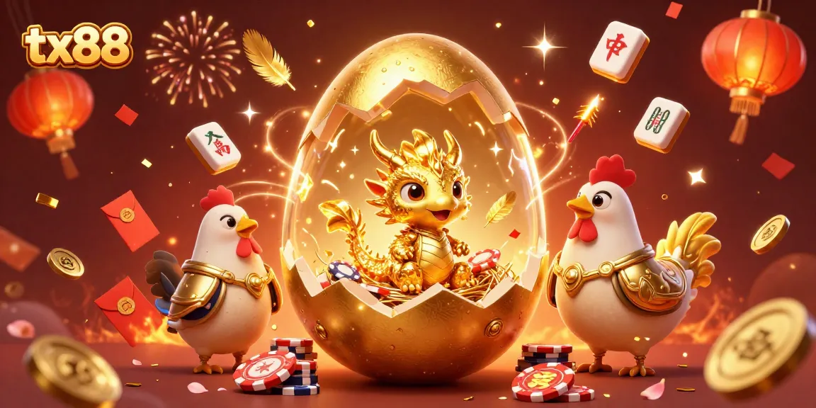 Experience the excitement of tx88 with a golden dragon and poker chips in a vibrant casino scene.