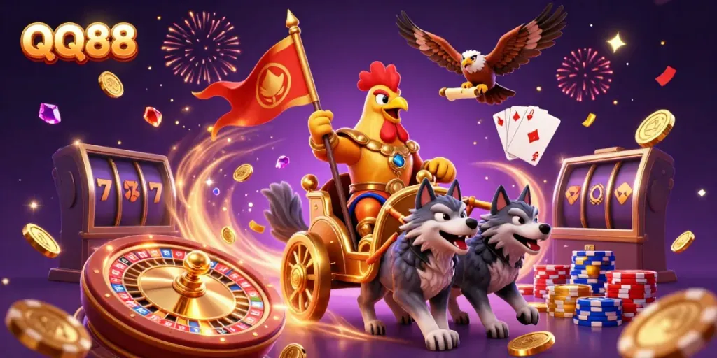 Experience thrilling gameplay with QQ88 in this exciting casino adventure scene full of action!