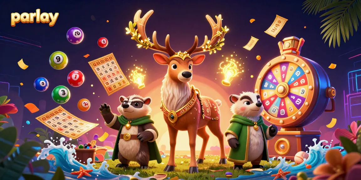 Engage in parlay betting with colorful lottery elements in this captivating casino scene.