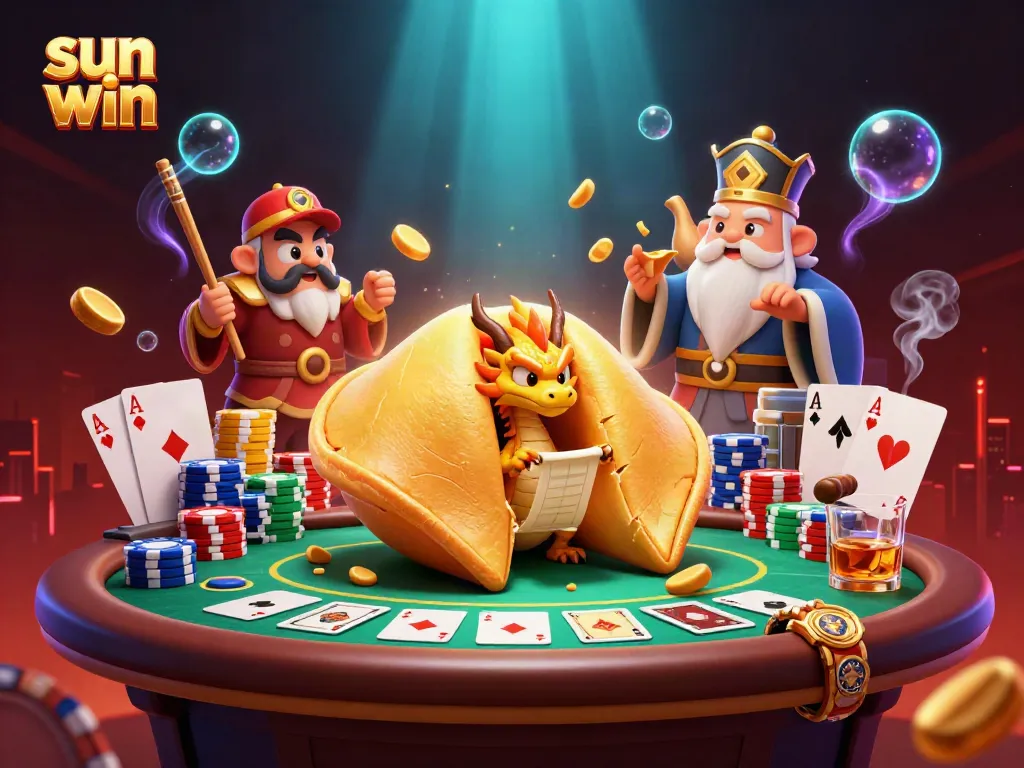 Engage in thrilling gameplay with Sun Win's rich casino experience, showcasing vibrant characters and dynamic poker elements.