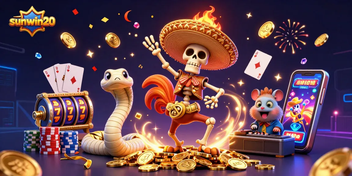 Experience exhilarating gameplay with sunwin20 as the skeleton rooster celebrates amidst a dazzling casino scene.