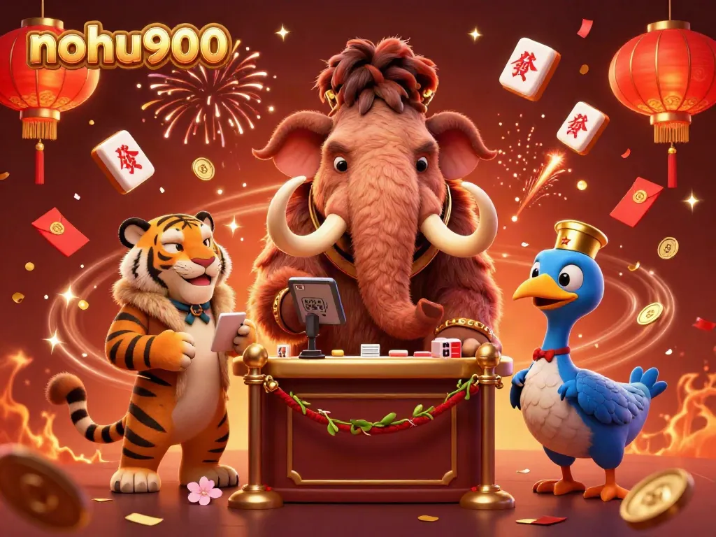 Experience the vibrant world of nohu900 with engaging characters in a dynamic casino scene, showcasing rich gaming elements.