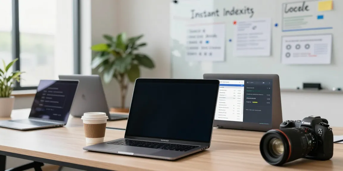 Marketing strategist analyzing instant indexing strategies in a modern workspace.