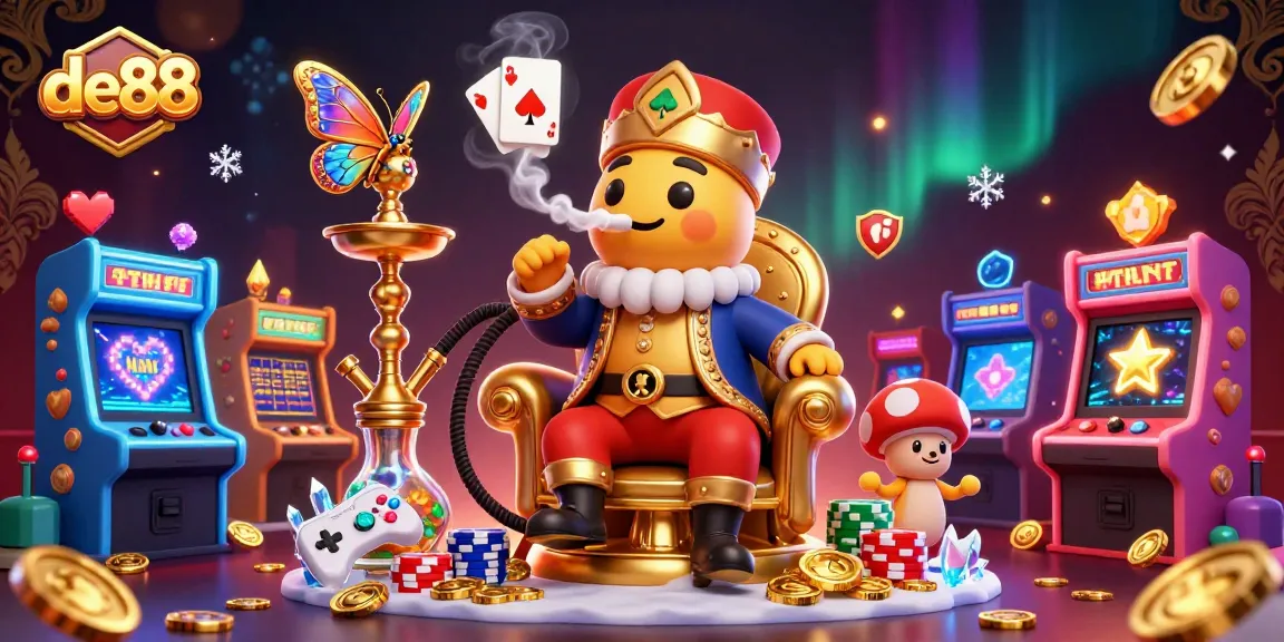 Experience the excitement of de88 with a vibrant 3D casino illustration featuring poker elements and gaming action.