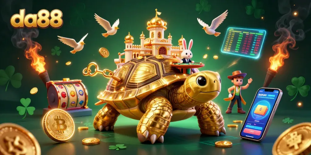 Experience the thrill of da88 with a golden tortoise casino scene filled with jackpots and virtual currency.