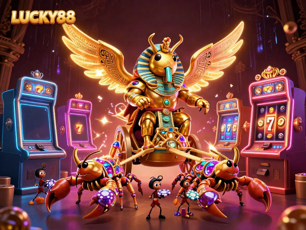 Experience the electrifying world of LUCKY88 as golden scorpions and a majestic scarab beetle bring home the jackpot!