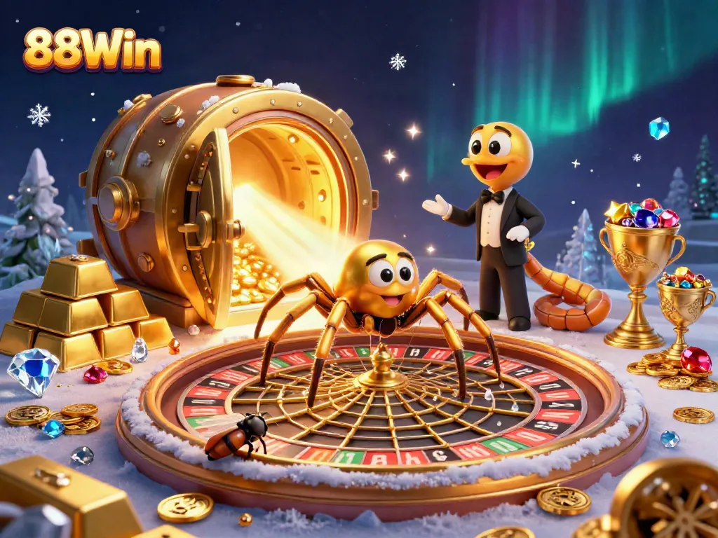 Experience thrilling bets at 88Win with a golden spider and immersive casino elements.