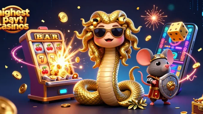 Experience the excitement of highest payout casinos with Medusa and friends amidst jackpot thrills.