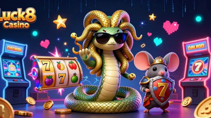 Experience thrilling moments at Luck8 Casino with vibrant slot reels and exciting gameplay elements.
