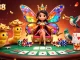 Experience the thrill of MM88 with a vibrant poker scene, featuring a butterfly queen and poker chips in dynamic action.