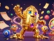 Engage with the thrilling world of TK88 featuring a golden golem in a vibrant casino atmosphere.